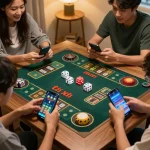 Engaging session of Game tài xỉu on smartphones, showcasing strategic gameplay in a cozy home setting.