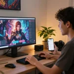 Engaging user experience with character ai nsfw roleplay on desktop, showcasing vibrant designs and chat interfaces.