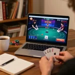 Players engage in online poker at home using uu88 com, showcasing an inviting gaming atmosphere.