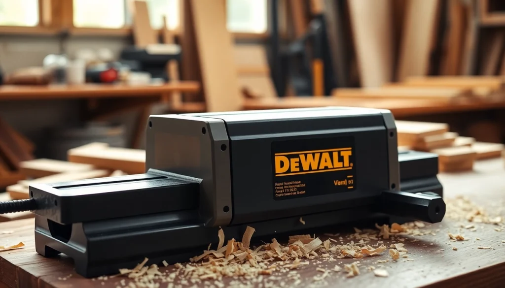 Dewalt thicknesser efficiently planing wood, showcasing its precision and superior design.