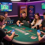Engaged players enjoying the 99ok online gambling platform in a vibrant gaming lounge.