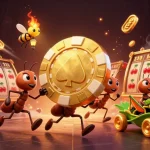 Experience the thrill of slot games with link gacor in this vibrant heist scene filled with dynamic elements.