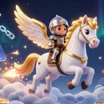 Play thrilling games at rokok88 with golden magical horse and vibrant slot elements.
