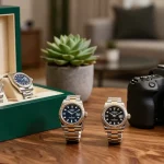 Stunning collection of clone watches showcasing luxury craftsmanship on elegant wooden table.