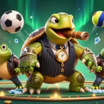 Engage with 88aa's vibrant casino scene showcasing a turtle mobster and bullfrogs in action.