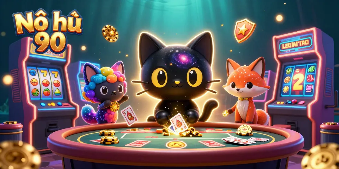 Nổ hũ 90 captivates players with vibrant slot reels and cosmic charm in a colorful casino