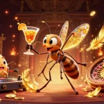 Experience thrilling mm88 action with an animated casino mascot and golden roulette wheel.